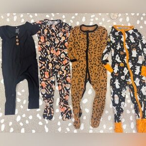 Lot of 4 Bamboo zippy sleeper footies ghosts lightening bolt ghost baby toddler